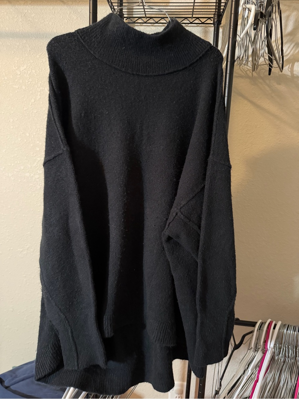Free People Black Oversized Turtleneck Sweater